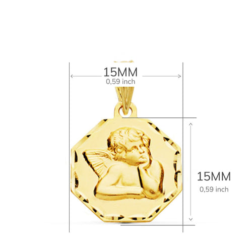 Médaille octogonale Burlon Angel 9K 15x15 mm