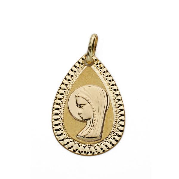 18K Medaille Jungfrau Kind Tropfen 20 x 13 mm