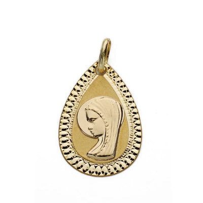 18K Virgin Girl Teardrop Medal 20x13mm