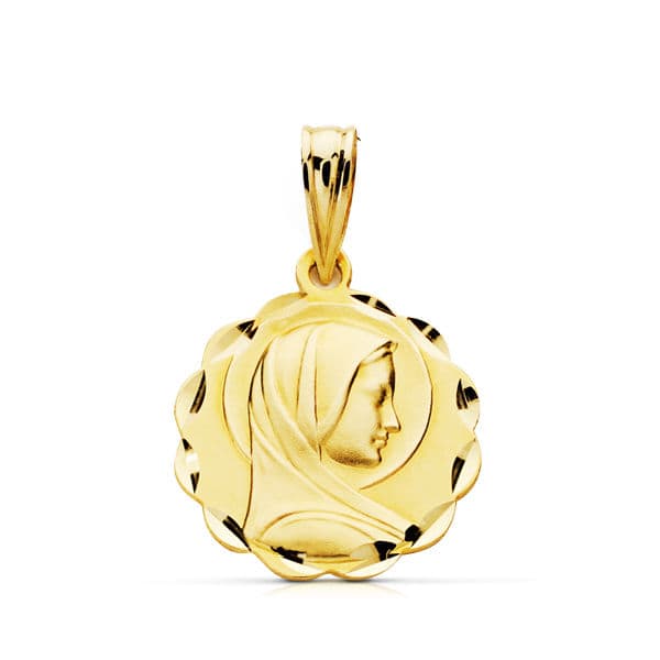 Médaille Vierge Enfant 18K 16x14 mm