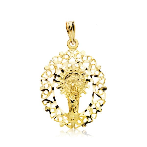 18K Medal Virgin of the Pillar Frame 28X21 Mm