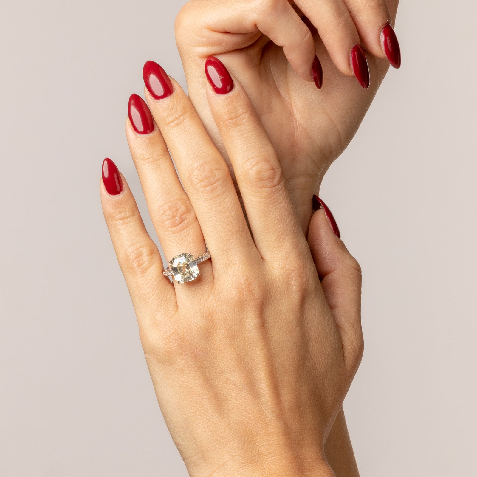 High quality emerald cut topaz solitaire