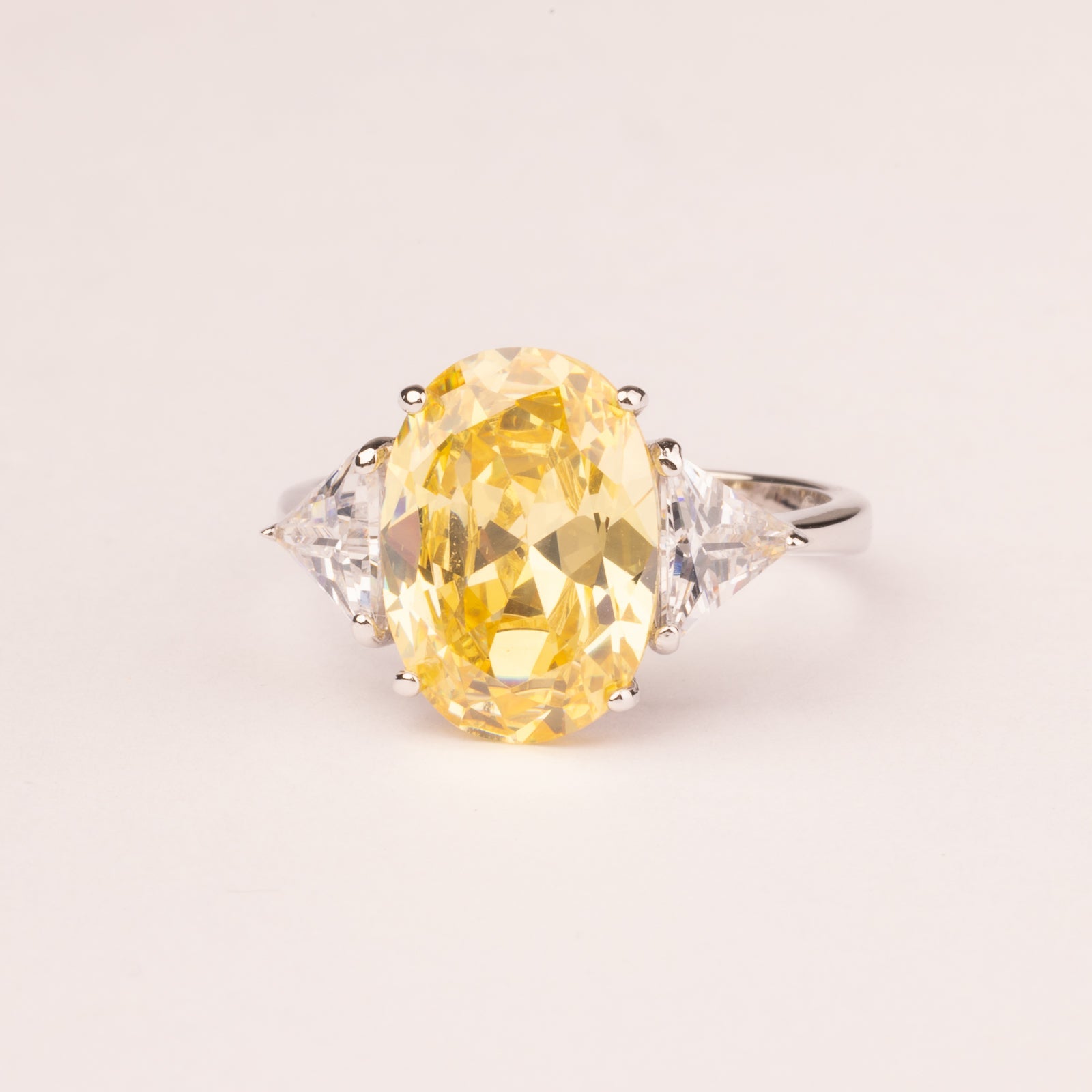 Ring with oval topaz cubic zirconia
