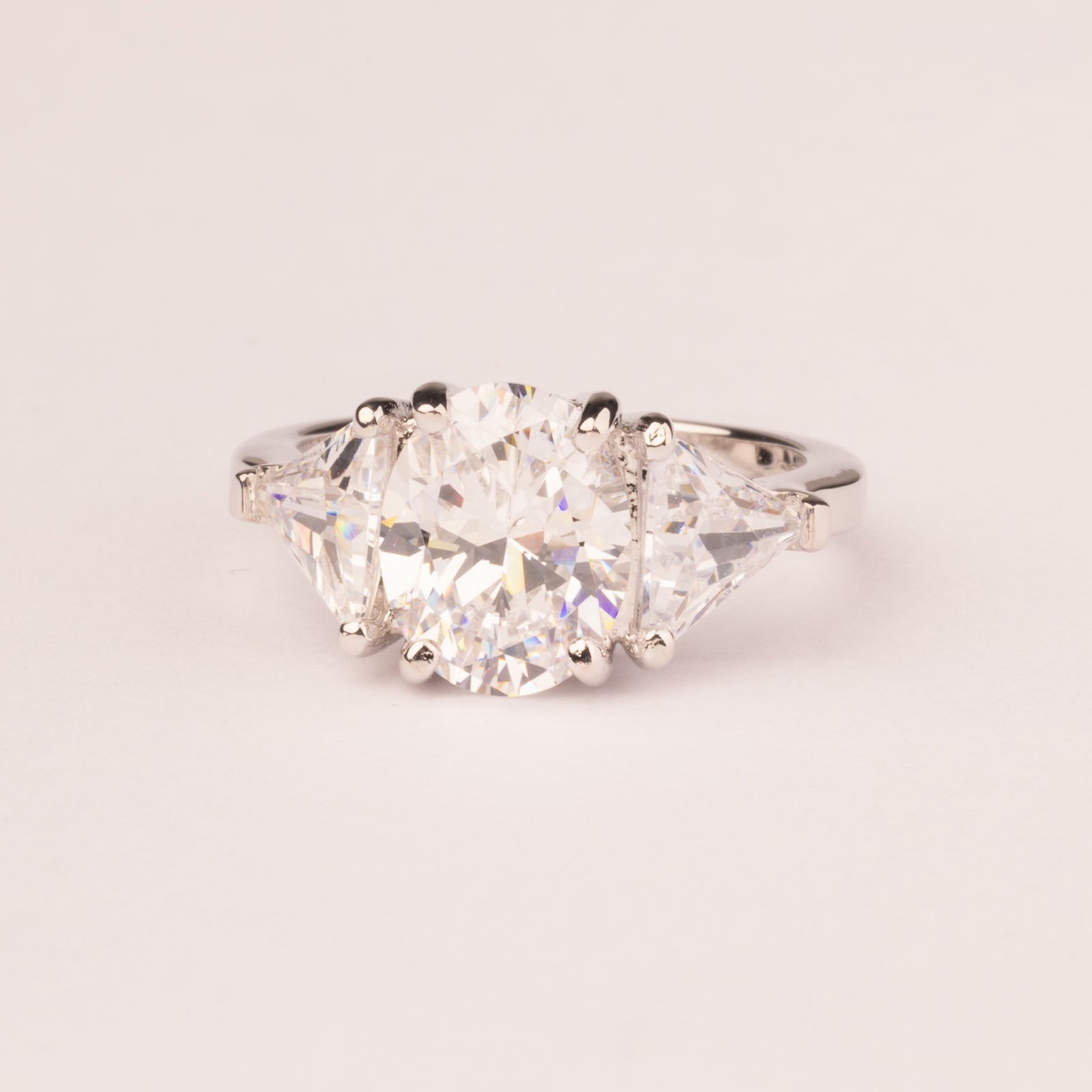 Small ring with oval white cubic zirconia