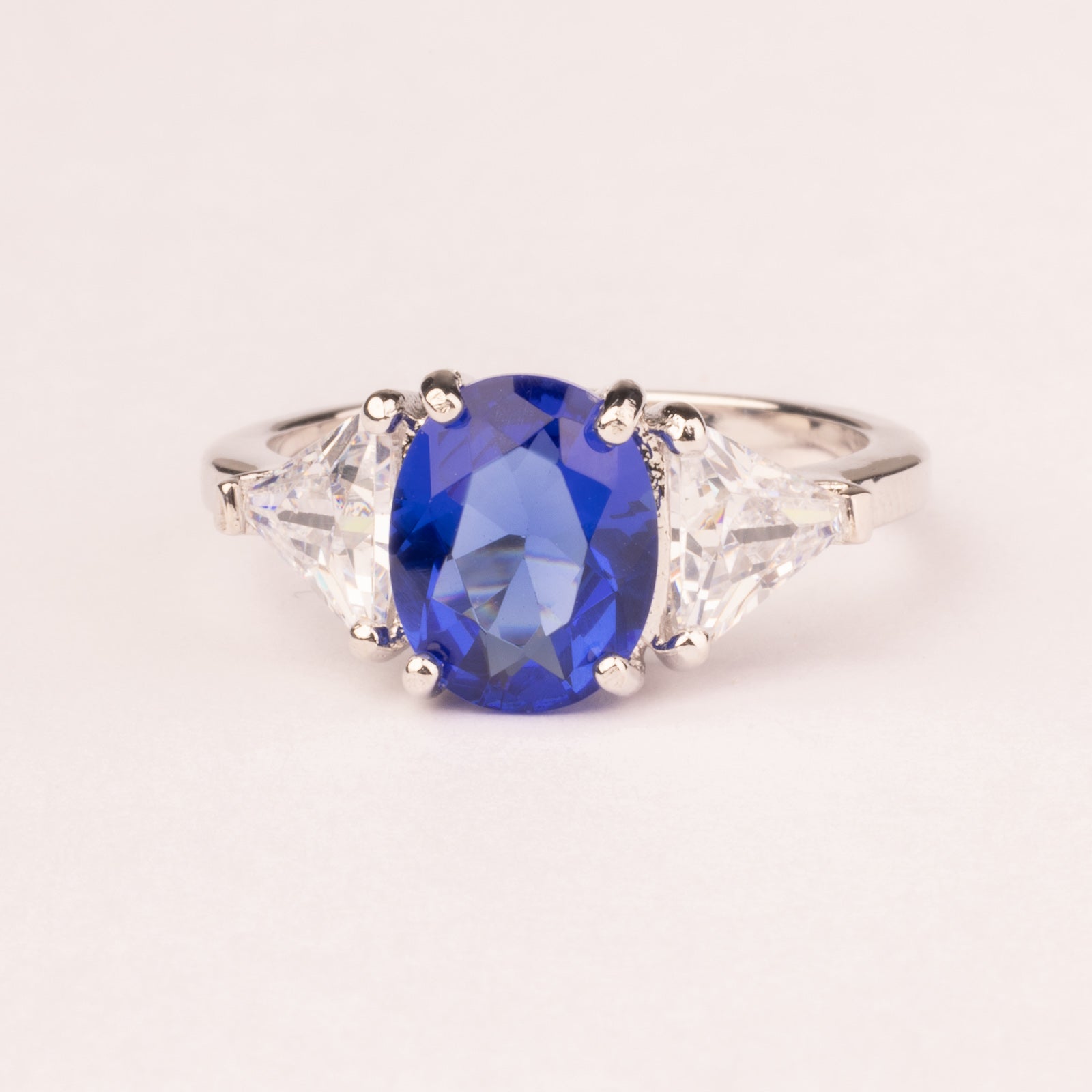 Small ring with oval sapphire cubic zirconia