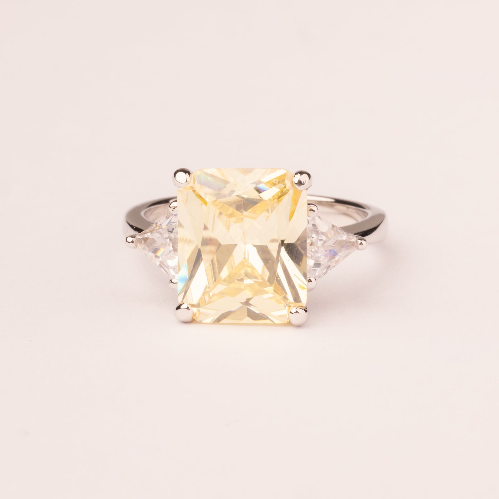 Ring with topaz cubic zirconia emerald cut