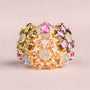 Multicolor Flower Silver Ring plated in 18k Gold