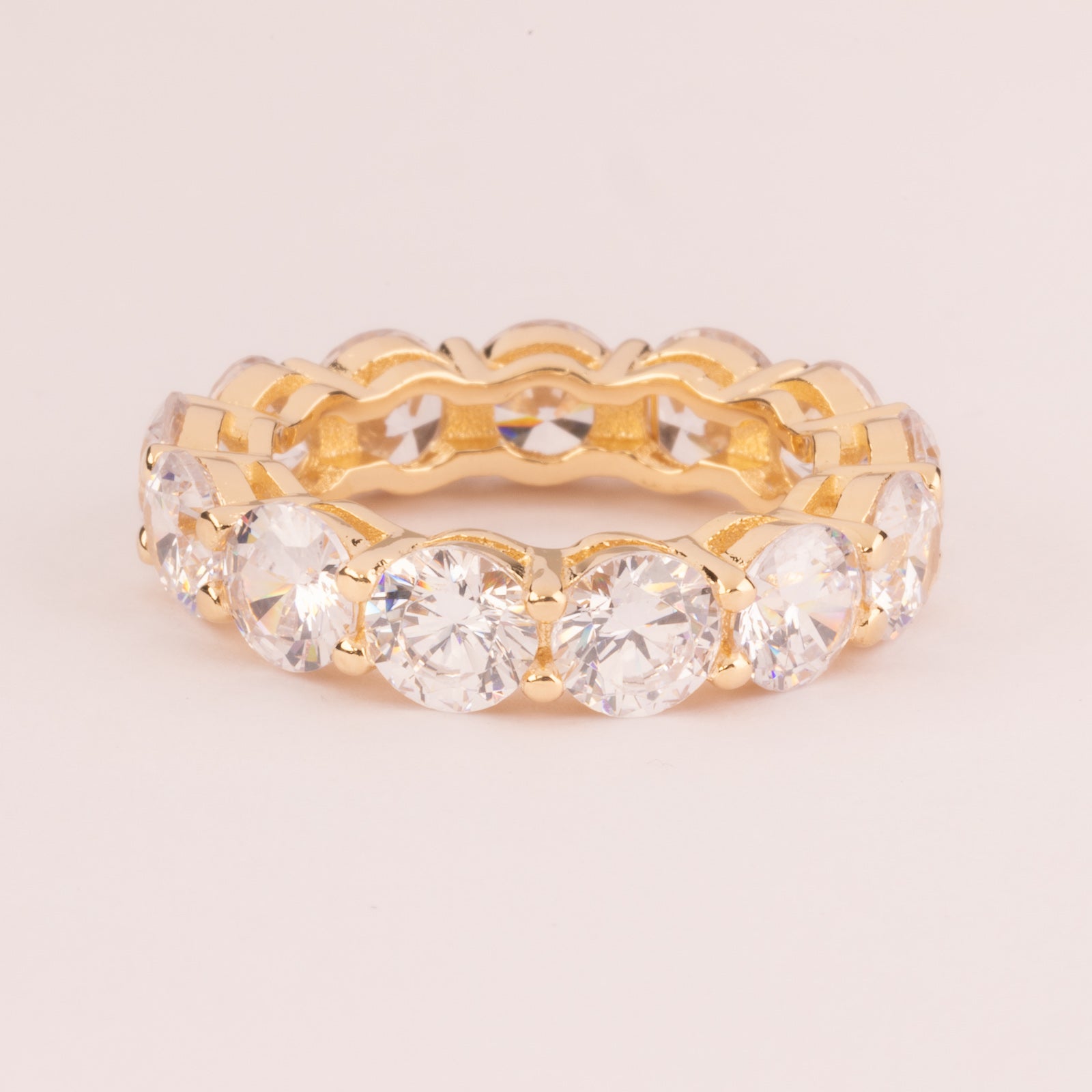 Round wedding band 6 mm high bezel 18k gold plated