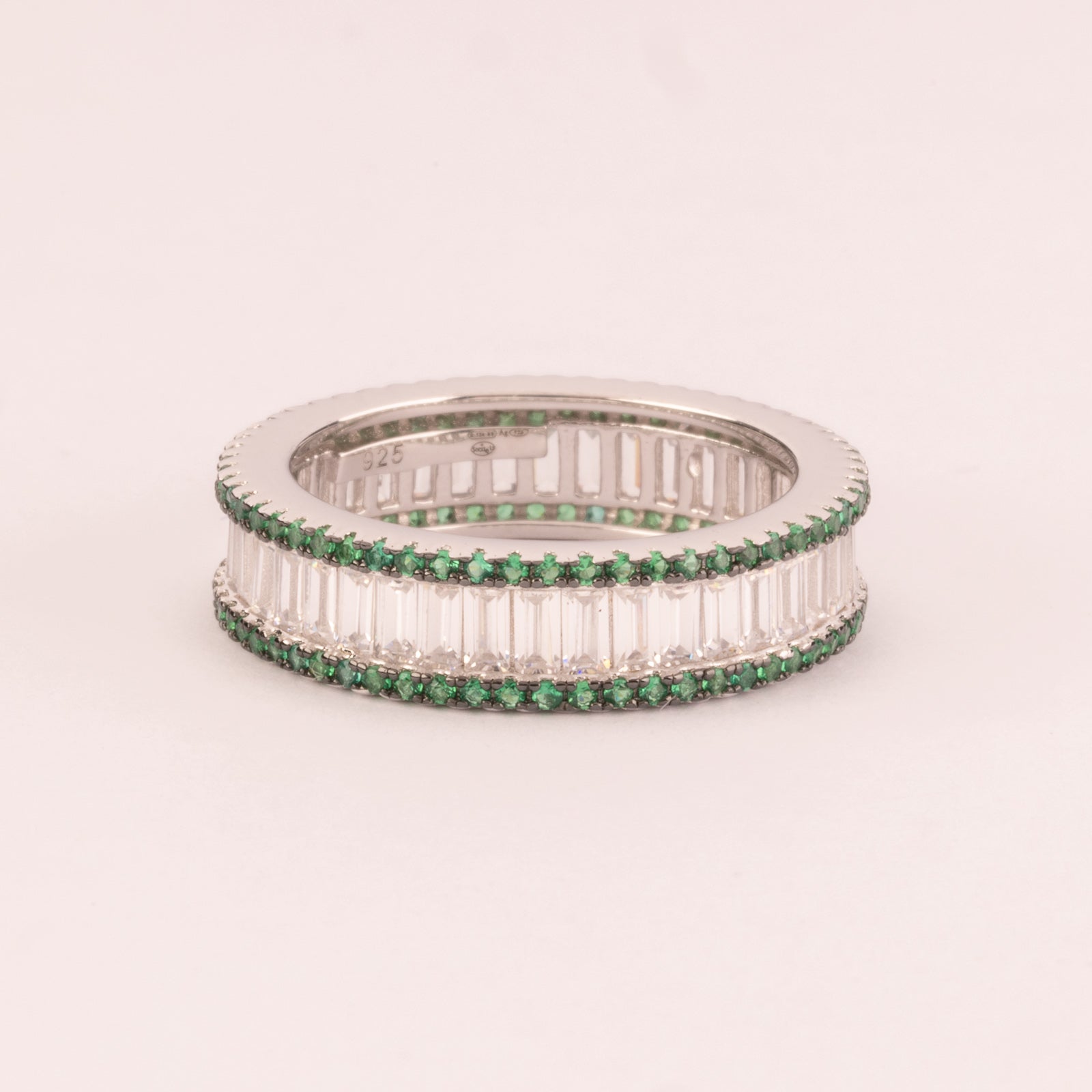 Alliance with emerald baguette cut cubic zirconia