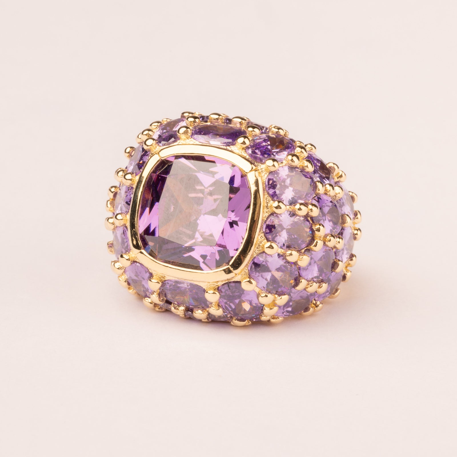 Thick Cushion Amethyst Ring