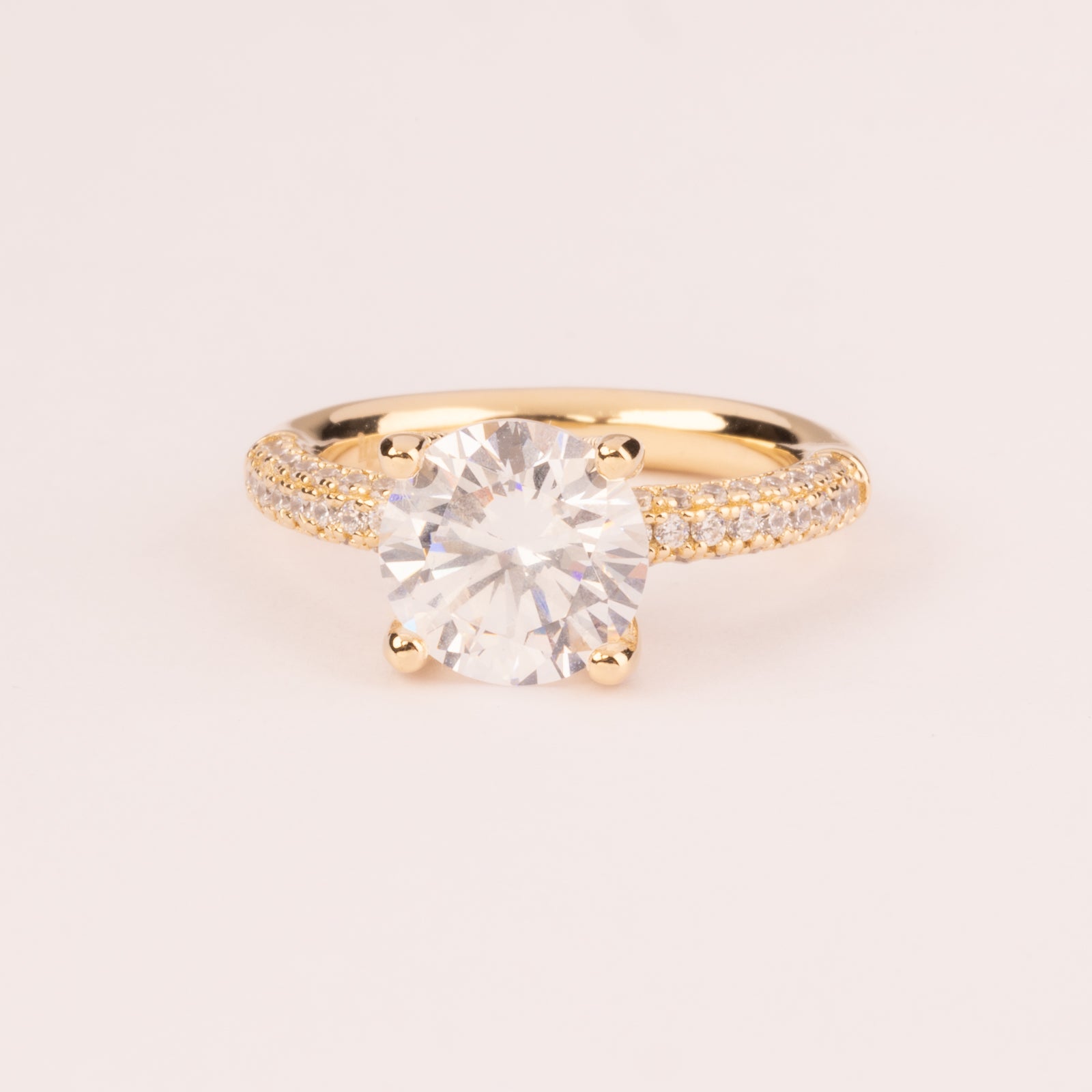 9 mm solitaire cubic zirconia stem 18k gold plated