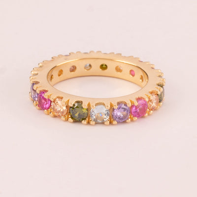 18k gold plated 4mm multicolour zircon ring