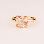 Anillo colorido con circonitas talla cojín champagne