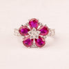 Colorful Daisy Flower Ruby Ring