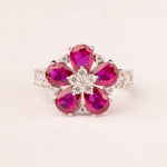 Colorful Daisy Flower Ruby Ring