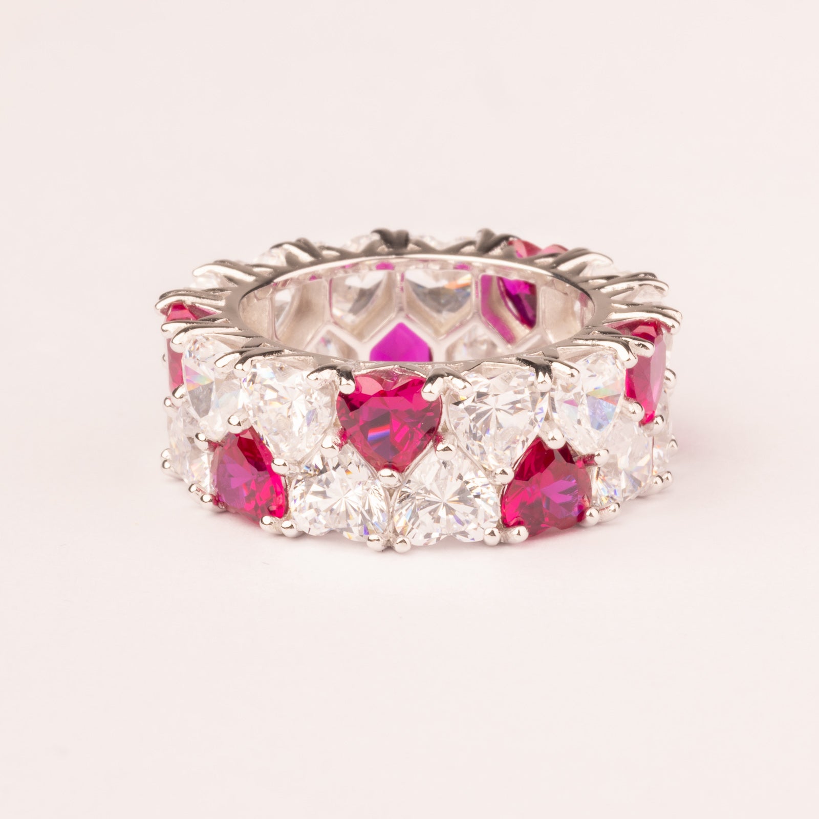 Alliance high band double row of ruby hearts