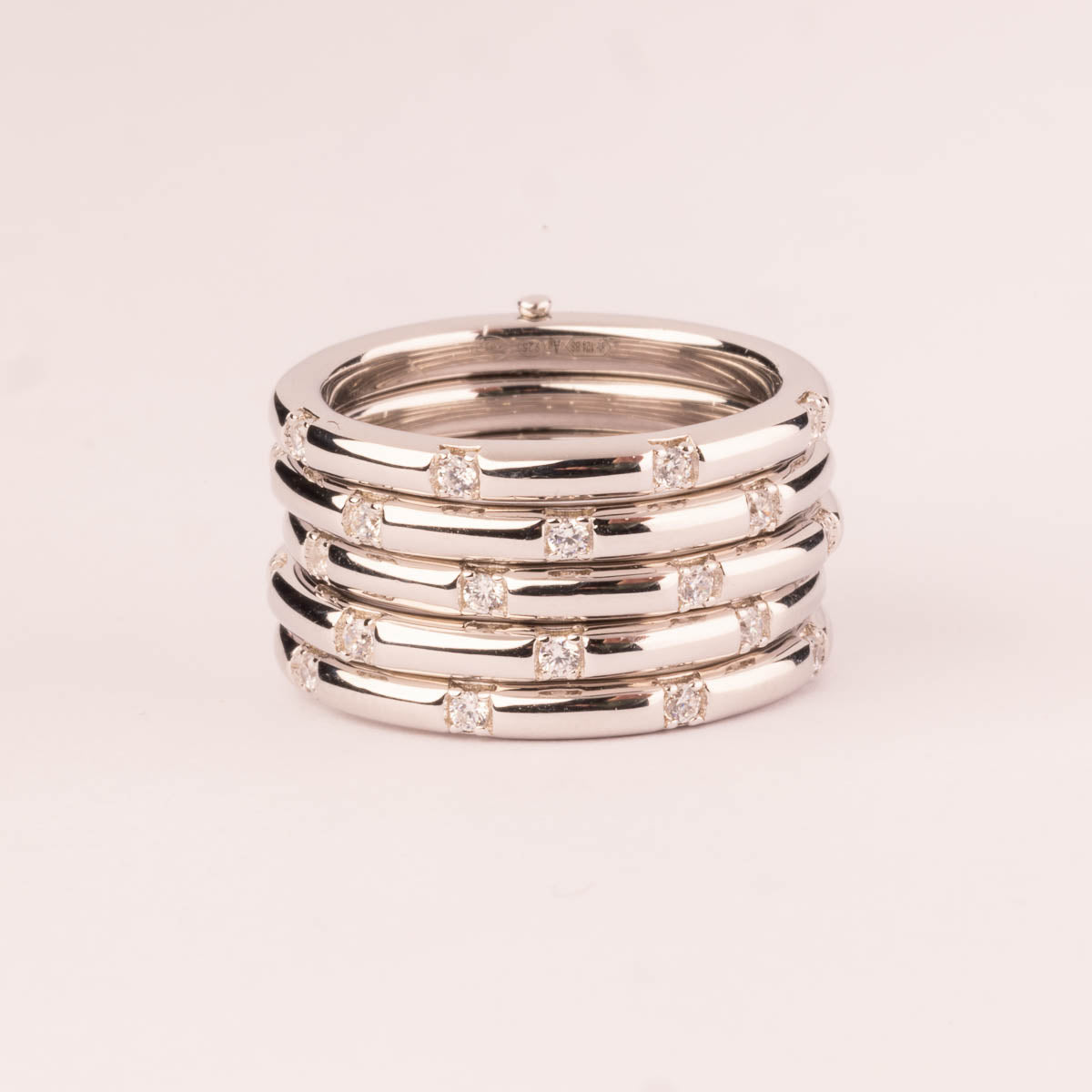 Multi ring with white cubic zirconia