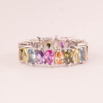 Multicolored zircons alliance with cut drops