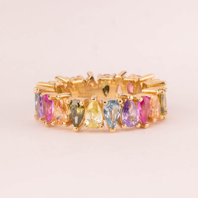 18k gold plated multicolored zirconia drop cut alliance