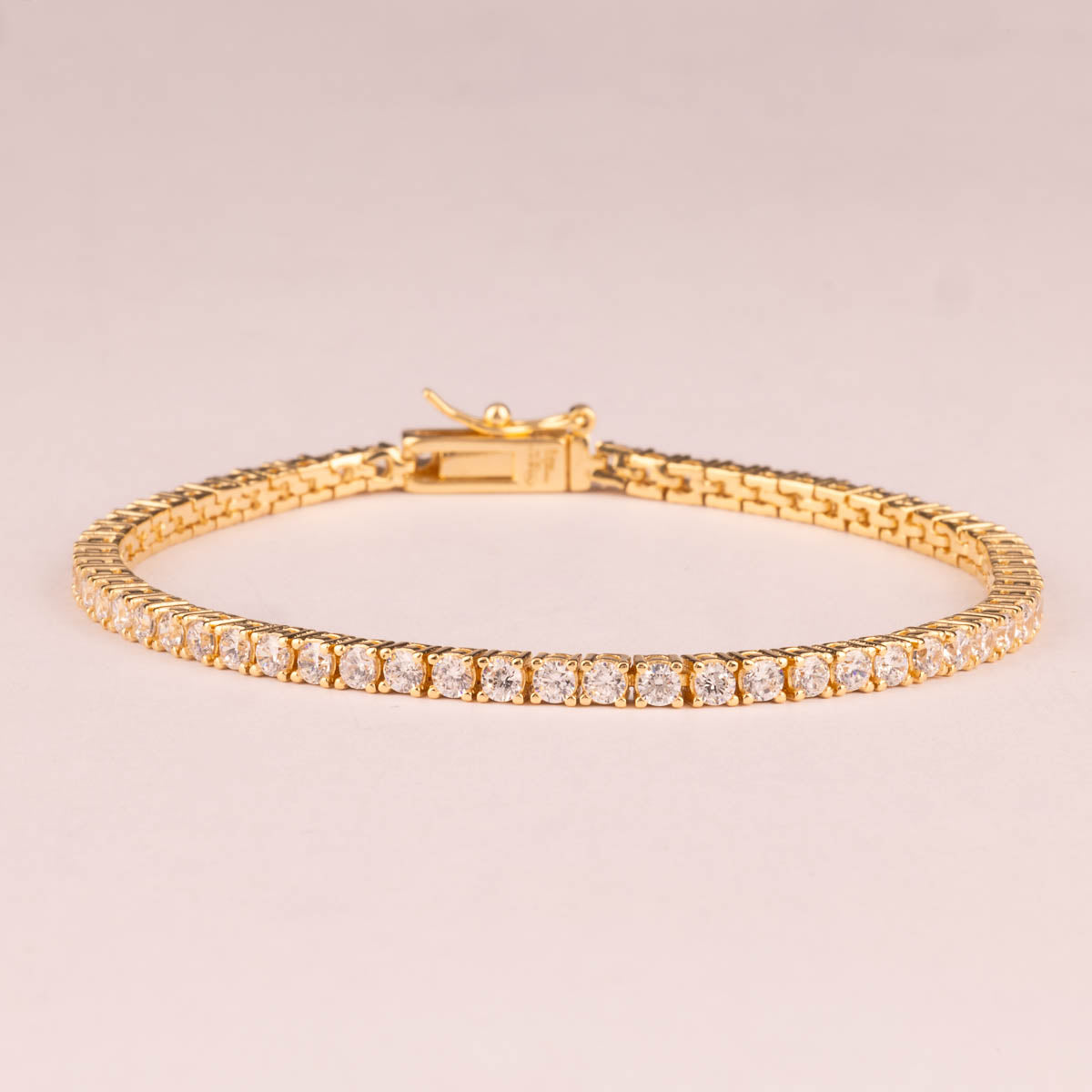 Pulsera Rivière Plata 925 bañada en Oro 18k Circonita Blanca 2.5 mm