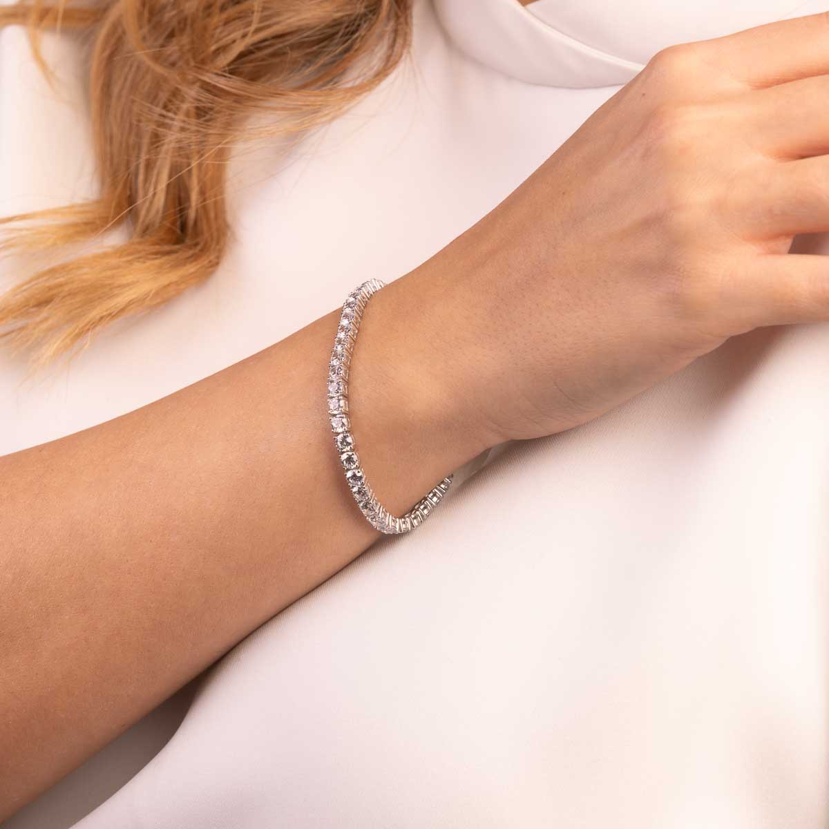 Pulsera Rivière Plata 925 Circonita Blanca 4 mm