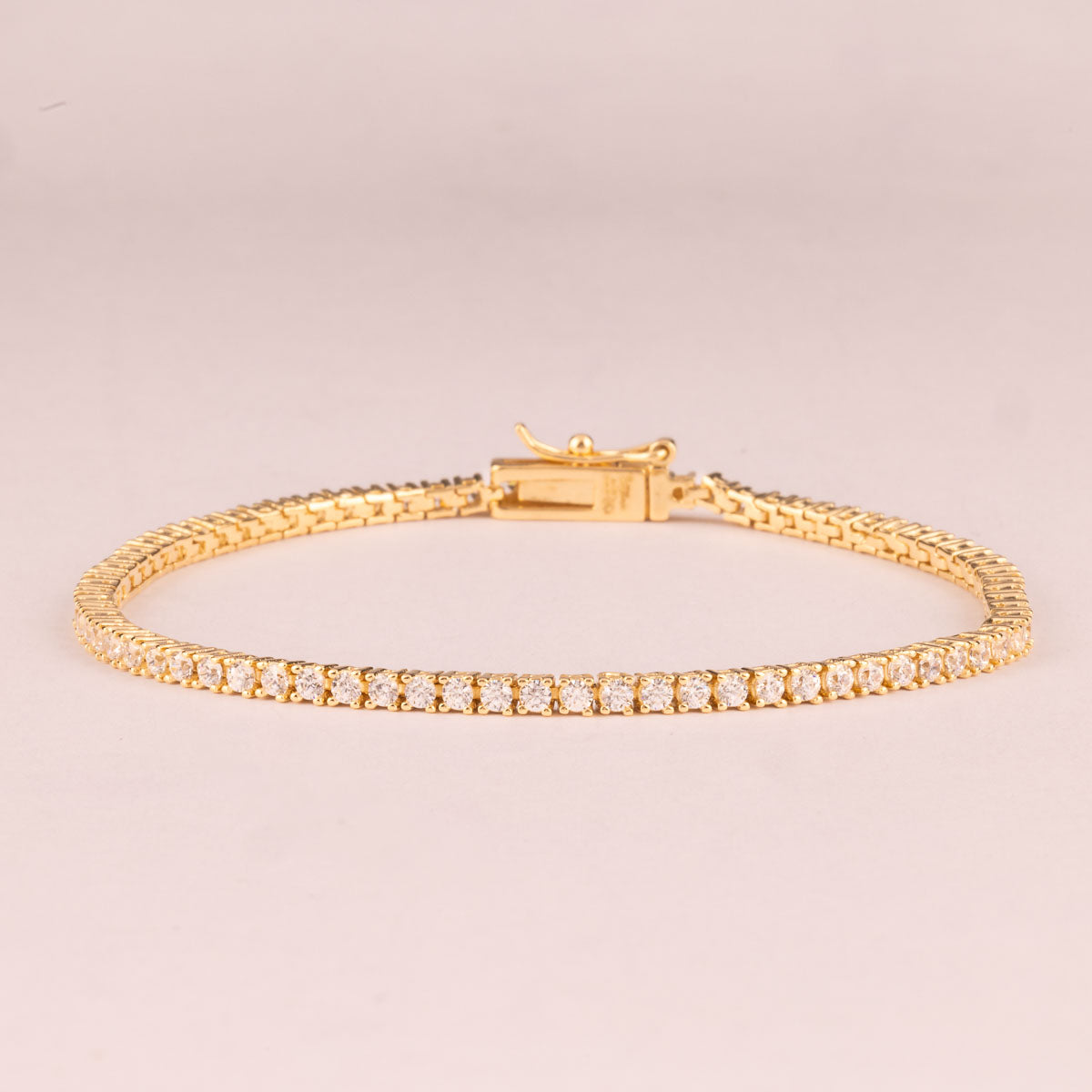 Pulsera Rivière Plata 925 bañada en Oro 18k Circonita Blanca 2 mm
