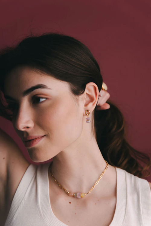 Pendientes Amatista Bañados en Oro 24k