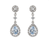 Pendientes de Novia Cortos Gota Pavé Circonitas Aguamarina Rosetón Redondo