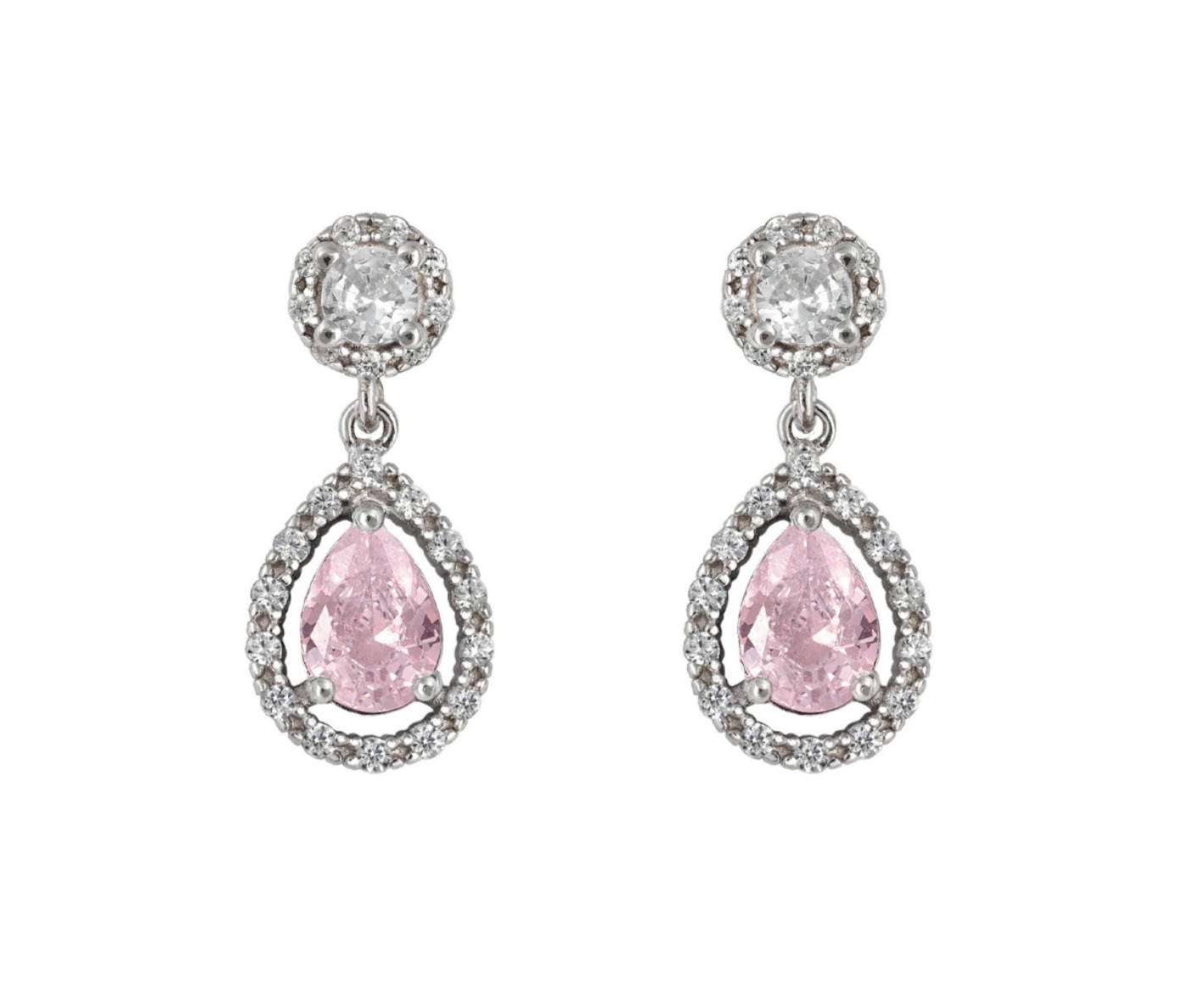 Short Bridal Earrings Drop Aquamarine Oval Rosette