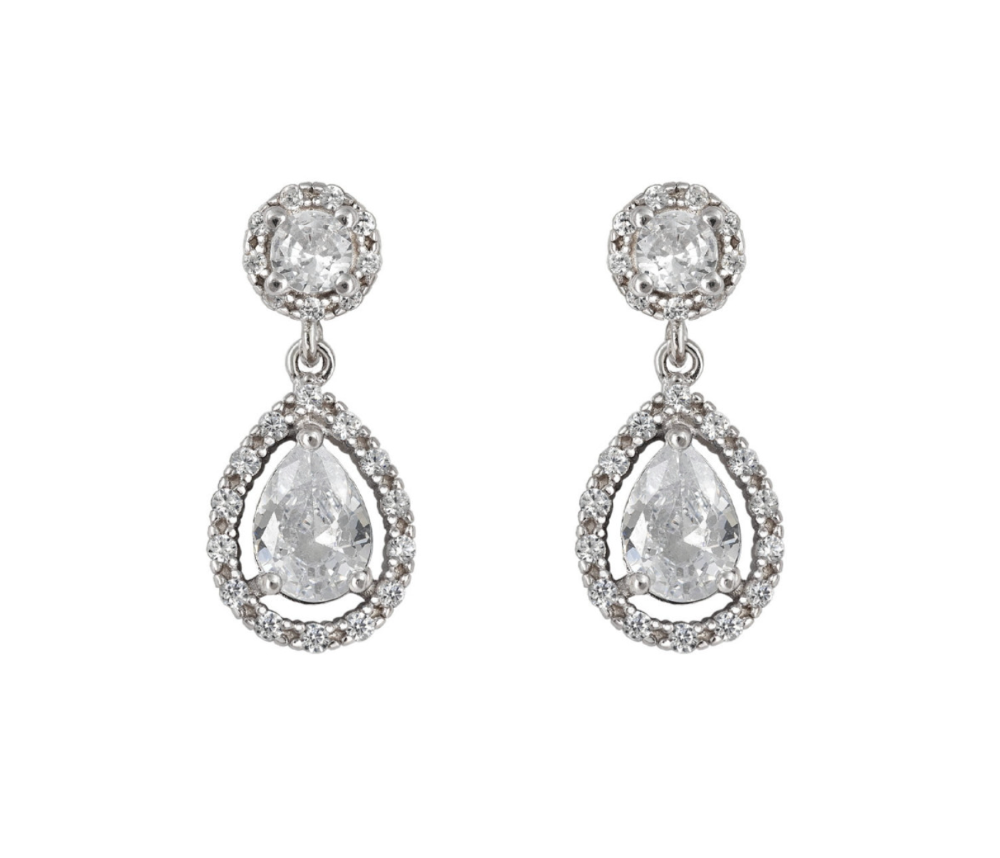 Short Bridal Earrings Drop Aquamarine Oval Rosette