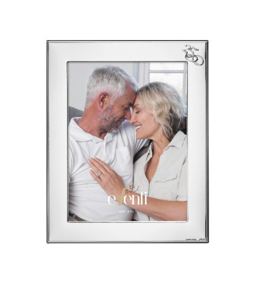 Silver 50th Anniversary Striped Photo Frame