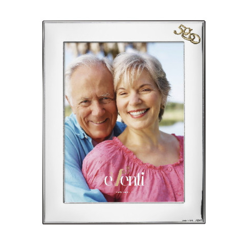 Silver 50th Anniversary Striped Photo Frame