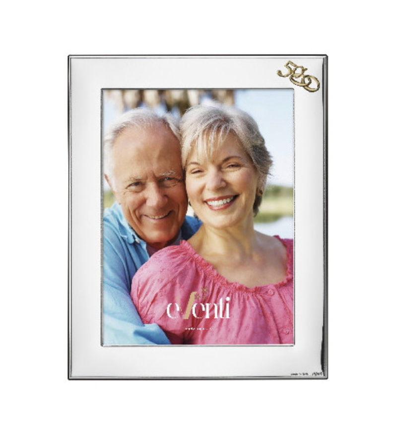 Silver 50th Anniversary Striped Photo Frame