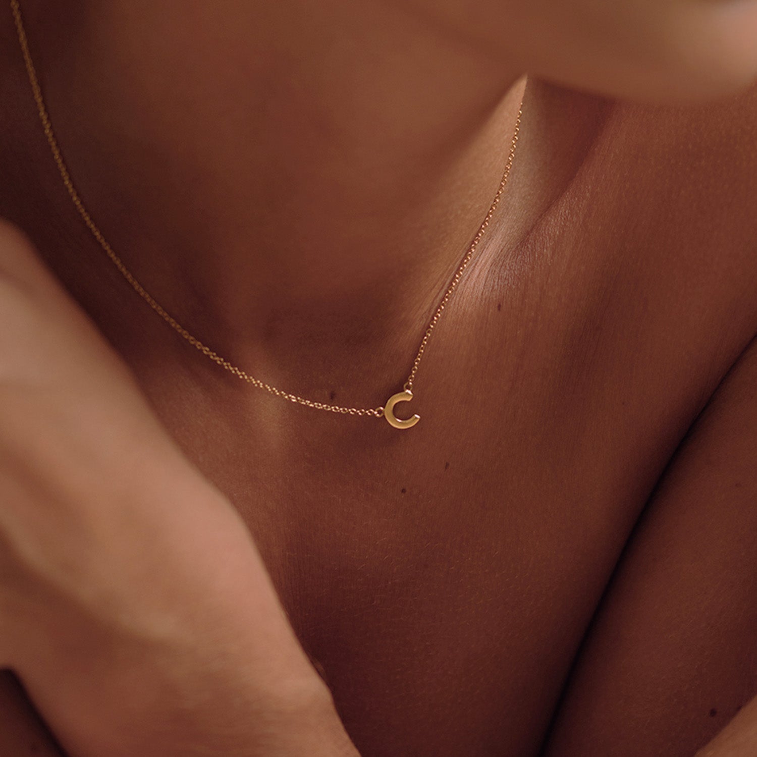 Small initial gold necklace