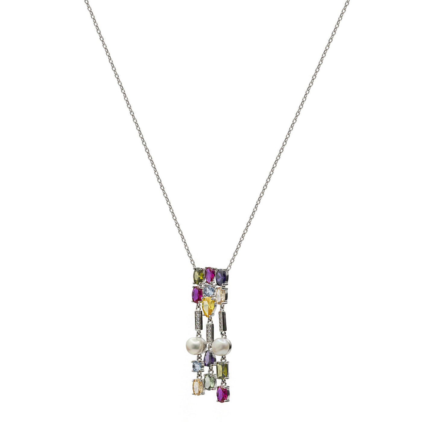 Colgante con Piedras Multicolor y Perla Estilo Elegante