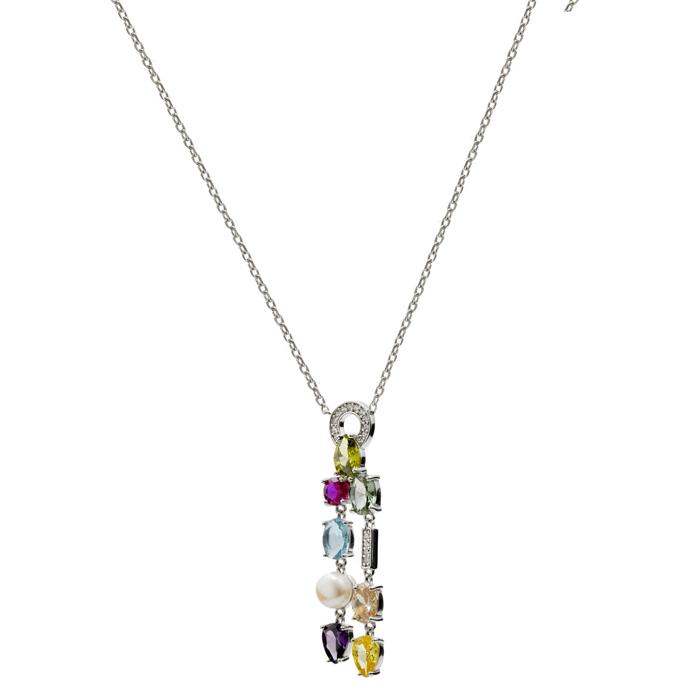 Colgante con Piedras Multicolor y Perla Estilo Elegante