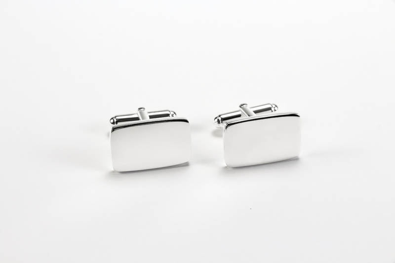 Customizable Rectangular Silver Cufflinks 