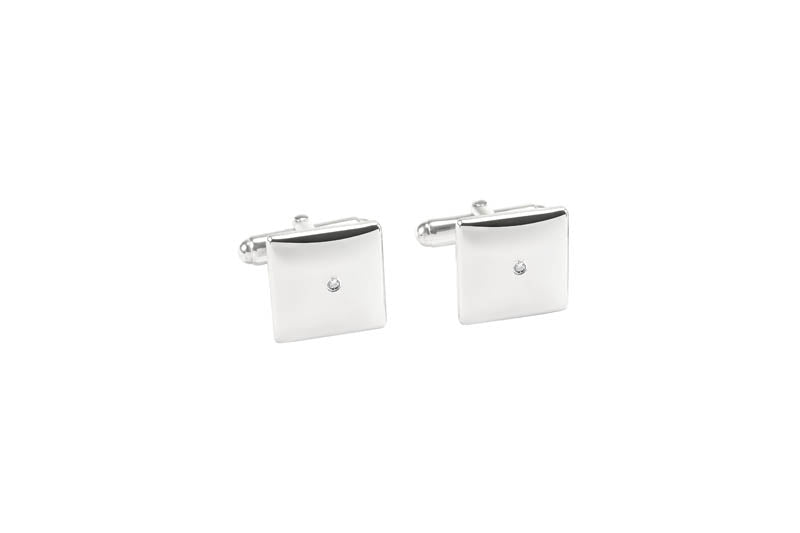 Silver and Zirconia Square Cufflinks 