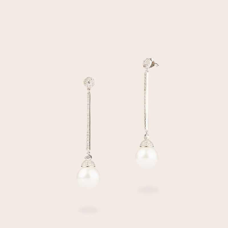 Long Thin Pearl Earrings