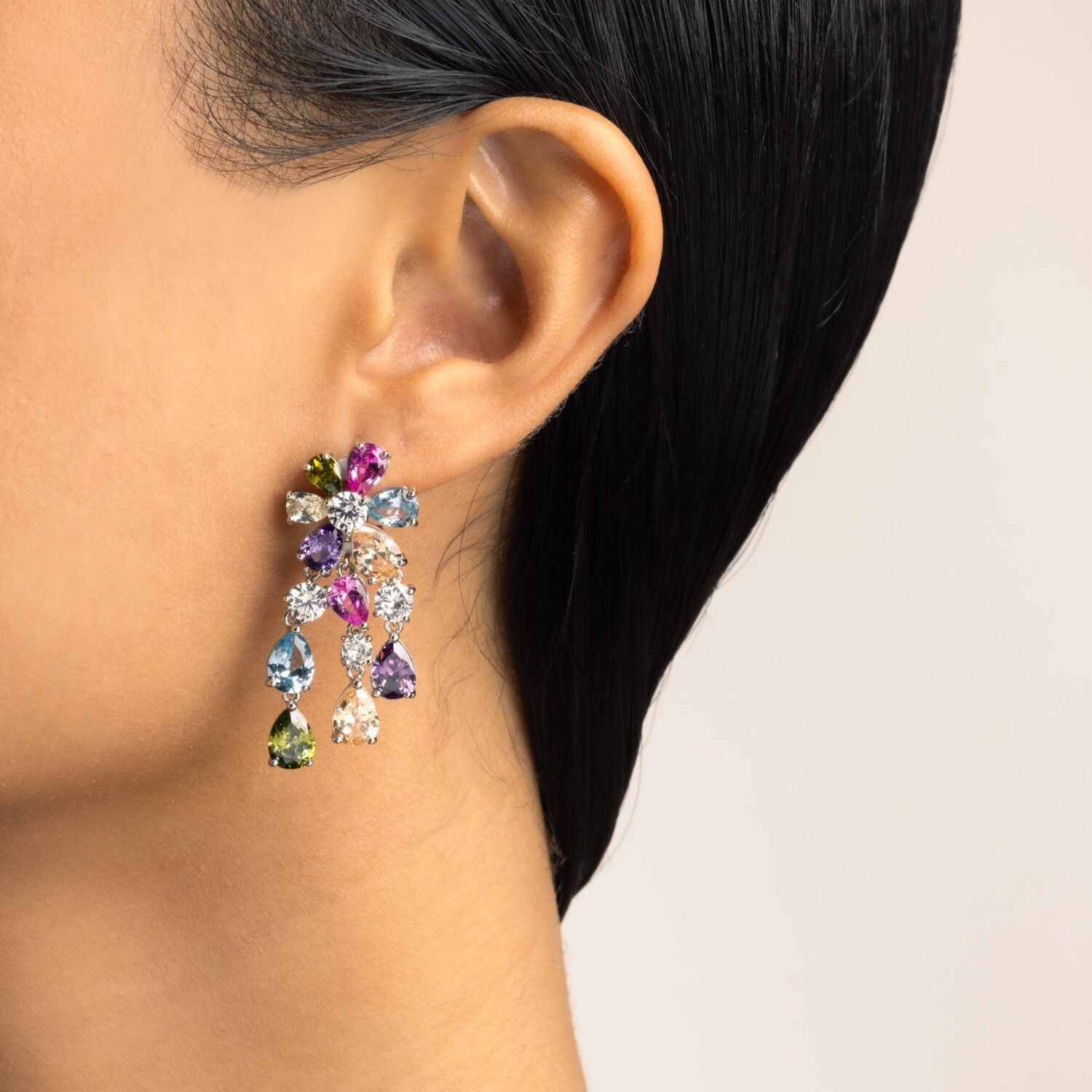 Pendientes Cascada Multicolor - detalle