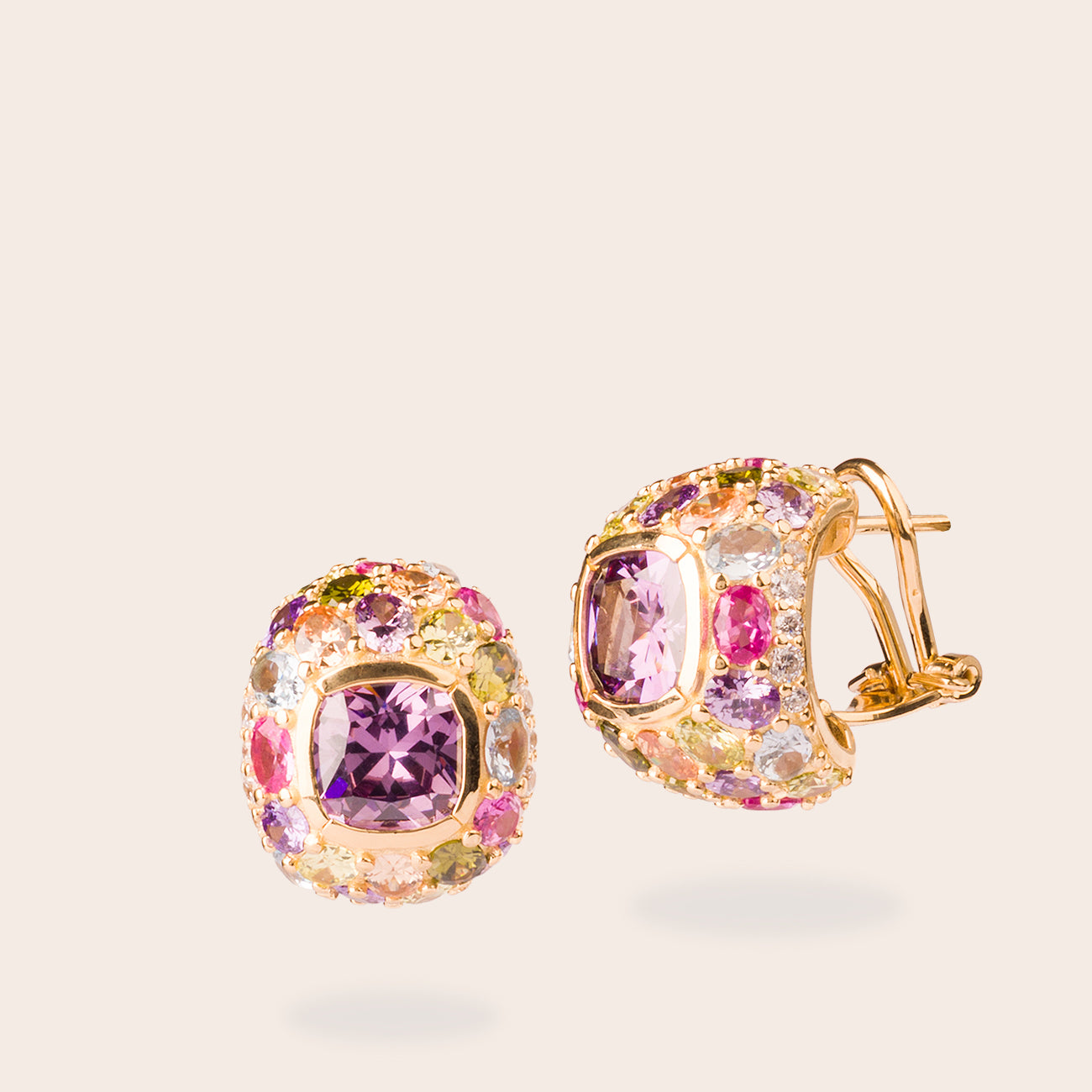 Pendientes Multicolor Piedra Central Amatista