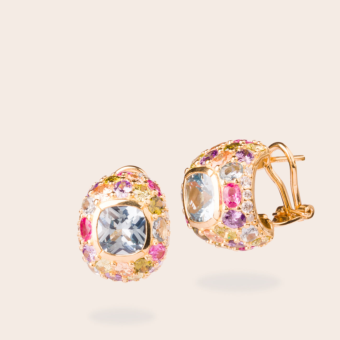 Pendientes Multicolor con Piedra Central en Plata 925