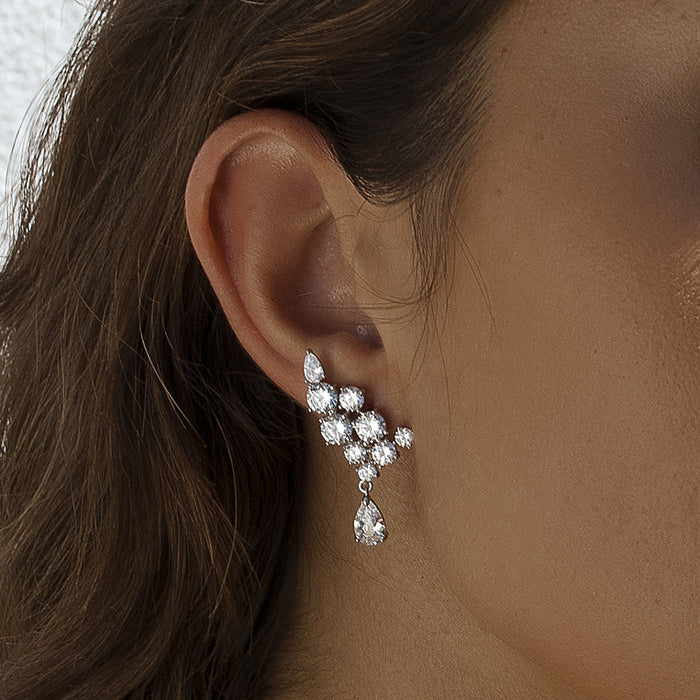 Pendientes Trepadores Novia de Plata con Circonita Colgante
