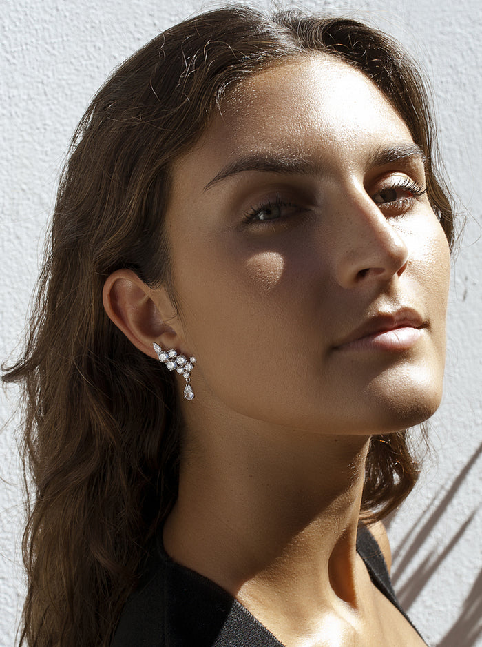 Pendientes Trepadores Novia de Plata con Circonita Colgante