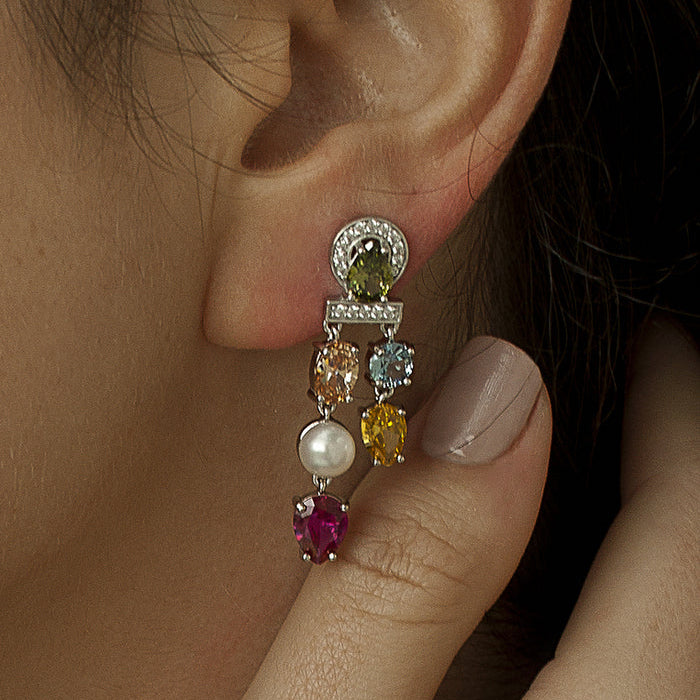 Pendientes con Piedras de Colores Diseño Vibrante