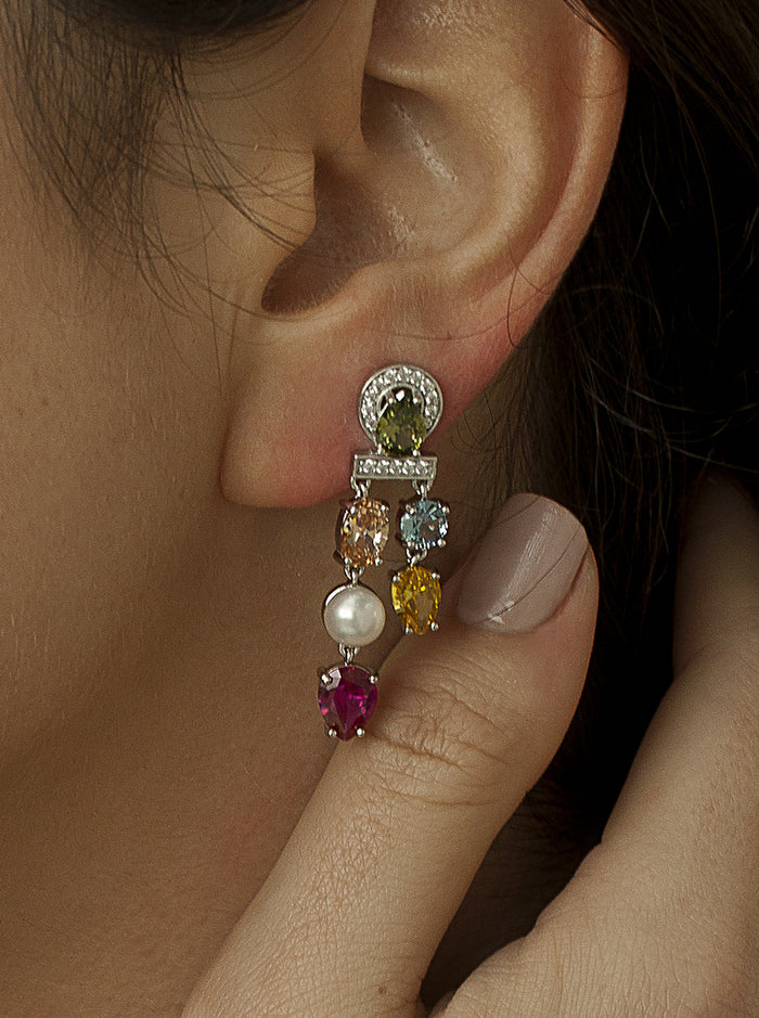 Pendientes con Piedras de Colores Diseño Vibrante