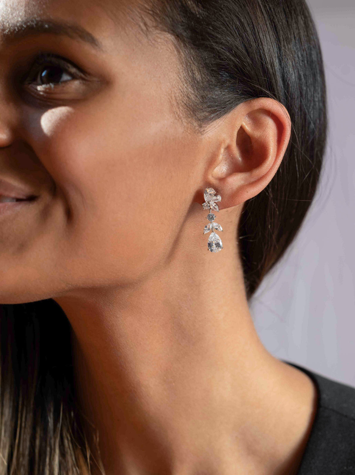 Pendientes Novia diseño Pétalos con Lágrima