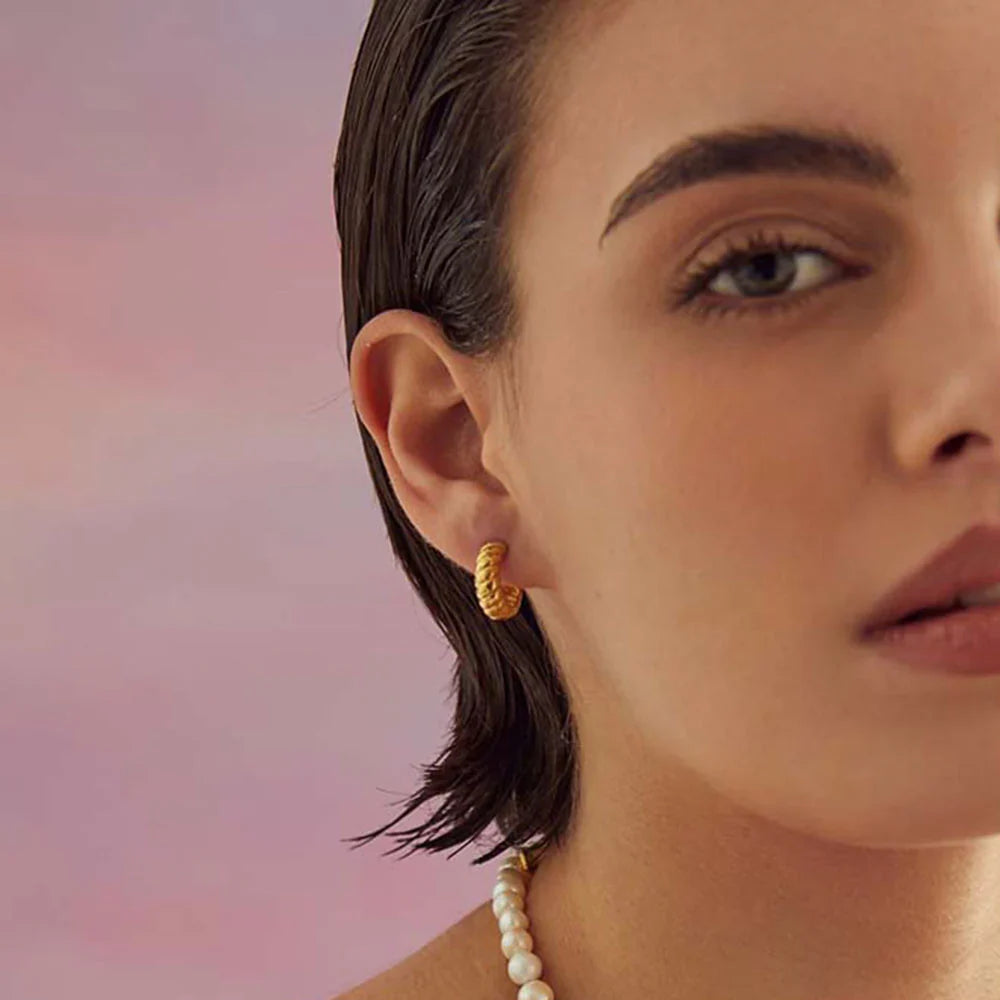 Thick Braided Gold Hoops