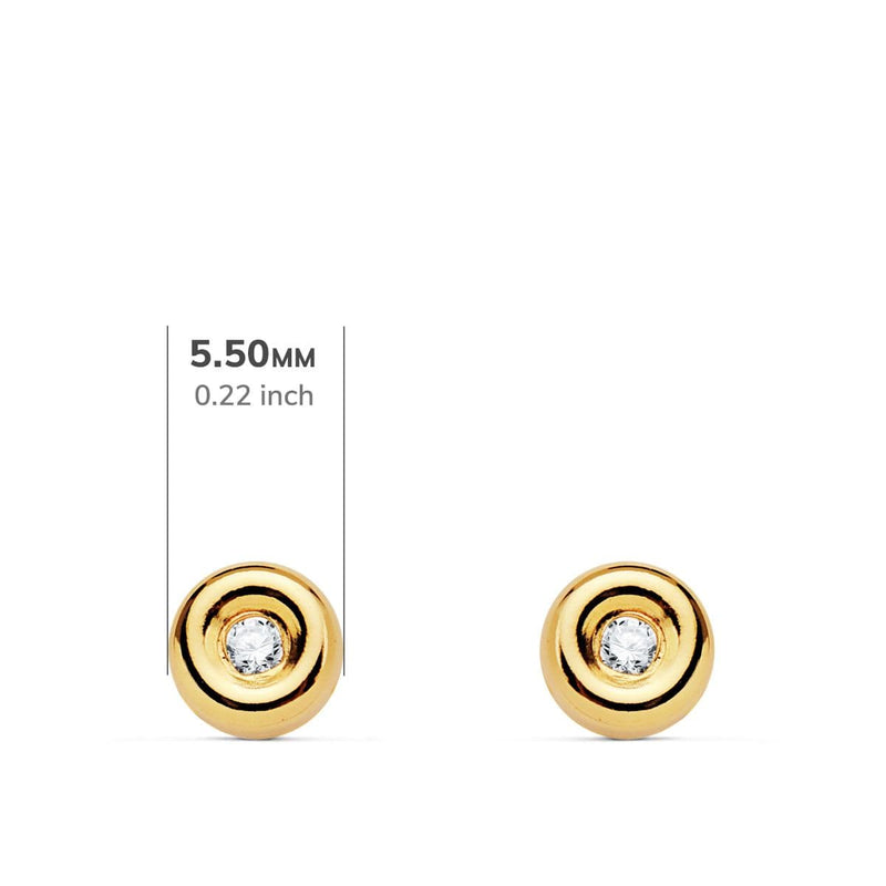 18K Pendientes Oro Amarillo Chaton Diamantes 0.040 Qts. G-Vs2. Cierre Presion