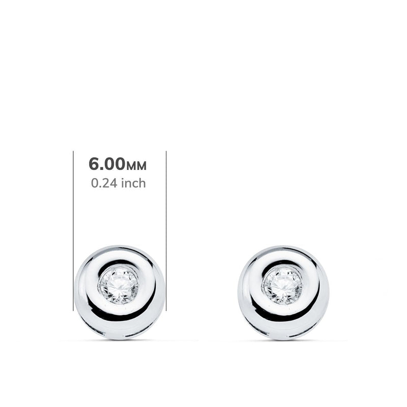 18K White Gold Chaton Diamond Earrings 0.140 Qts Vs2-G. Pressure